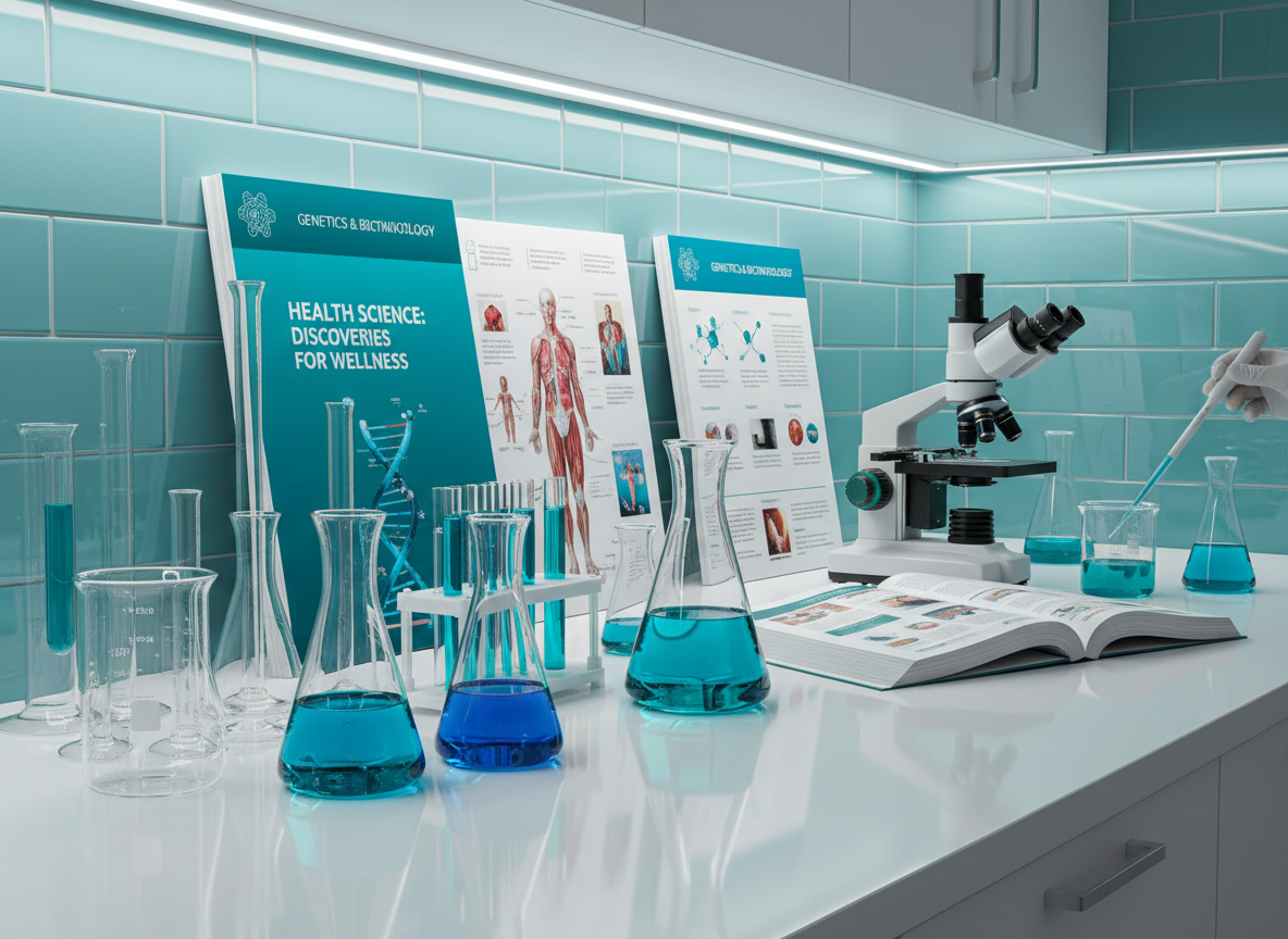 Illustration of a science demonstration with educational materials and laboratory glassware